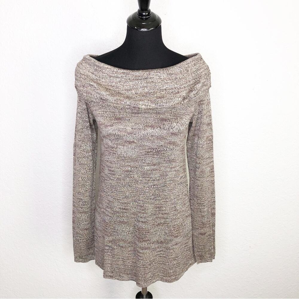 WHBM brown black metallic off shoulder‎ knit sweater top size Medium